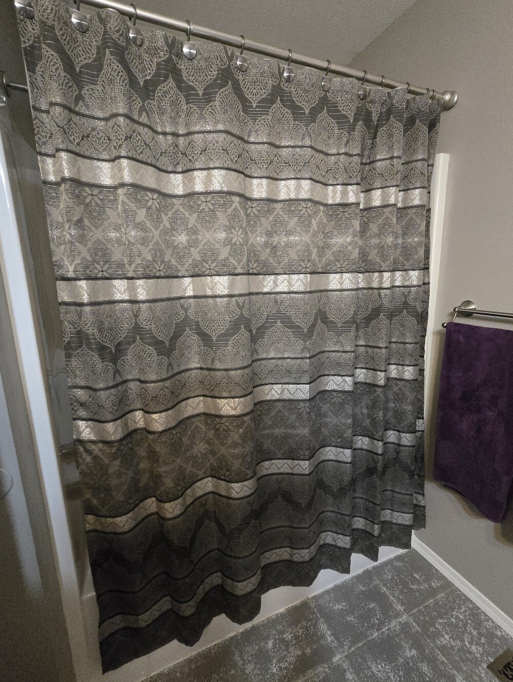 Nicole Miller Gray/Sparkle Shower Curtain